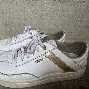 OLUKAI White Sneaker with Gold Accent 8.5